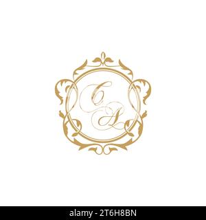 CA Wedding initials invitation with elegant ornament circle element vector graphic template Stock Vector