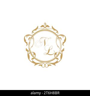 NL Wedding initial invitation with elegant ornament circle element vector graphic template Stock Vector
