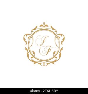 IF Wedding initials invitation with elegant ornament circle element vector graphic template Stock Vector