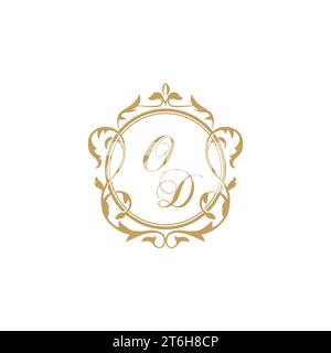 OD Wedding initial invitation with elegant ornament circle element vector graphic template Stock Vector