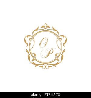 OP Wedding initial invitation with elegant ornament circle element vector graphic template Stock Vector
