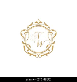 NW Wedding initial invitation with elegant ornament circle element vector graphic template Stock Vector