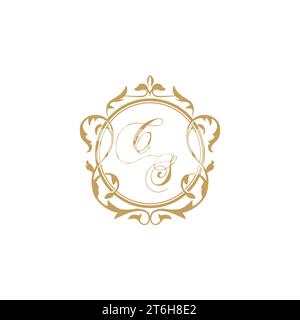 CS Wedding initials invitation with elegant ornament circle element vector graphic template Stock Vector