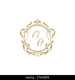 OO Wedding initial invitation with elegant ornament circle element vector graphic template Stock Vector