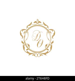 DO Wedding initials invitation with elegant ornament circle element vector graphic template Stock Vector