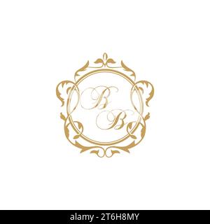 BB Wedding initials invitation with elegant ornament circle element vector graphic template Stock Vector