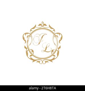 JL Wedding initials invitation with elegant ornament circle element vector graphic template Stock Vector