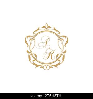 AK Wedding initials invitation with elegant ornament circle element vector graphic template Stock Vector