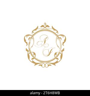 AI Wedding initials invitation with elegant ornament circle element vector graphic template Stock Vector