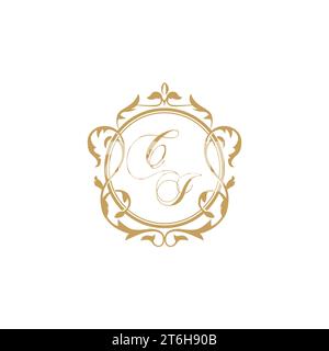 CI Wedding initials invitation with elegant ornament circle element vector graphic template Stock Vector