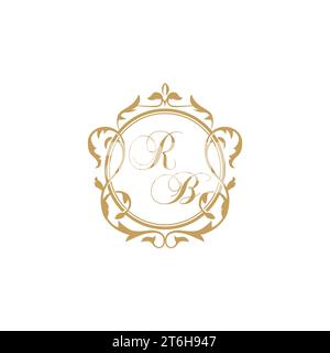 RB Wedding initial invitation with elegant ornament circle element vector graphic template Stock Vector