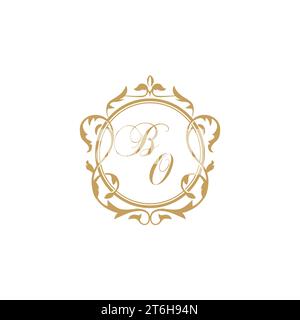 BO Wedding initials invitation with elegant ornament circle element vector graphic template Stock Vector