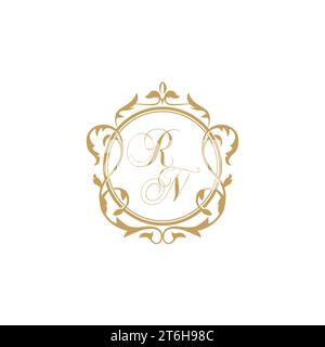 RN Wedding initial invitation with elegant ornament circle element vector graphic template Stock Vector