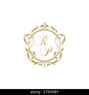 RP Wedding initial invitation with elegant ornament circle element vector graphic template Stock Vector