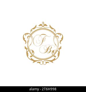 FB Wedding initials invitation with elegant ornament circle element vector graphic template Stock Vector