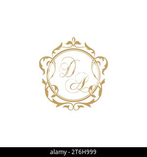 DA Wedding initials invitation with elegant ornament circle element vector graphic template Stock Vector