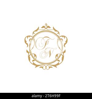 FN Wedding initials invitation with elegant ornament circle element vector graphic template Stock Vector