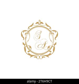 SA Wedding initial invitation with elegant ornament circle element vector graphic template Stock Vector