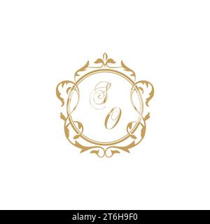 SO Wedding initial invitation with elegant ornament circle element vector graphic template Stock Vector