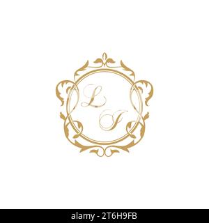 LI Wedding initial invitation with elegant ornament circle element vector graphic template Stock Vector
