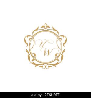 UW Wedding initial invitation with elegant ornament circle element vector graphic template Stock Vector