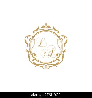 LA Wedding initial invitation with elegant ornament circle element vector graphic template Stock Vector