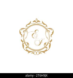 EI Wedding initials invitation with elegant ornament circle element vector graphic template Stock Vector