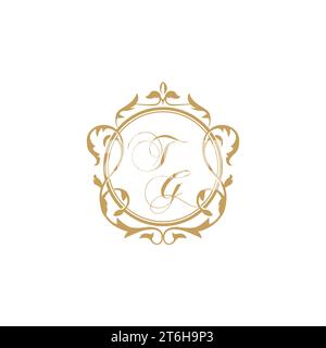 TG Wedding initial invitation with elegant ornament circle element vector graphic template Stock Vector