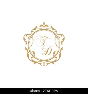 TD Wedding initial invitation with elegant ornament circle element vector graphic template Stock Vector