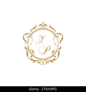 XP Wedding initial invitation with elegant ornament circle element vector graphic template Stock Vector