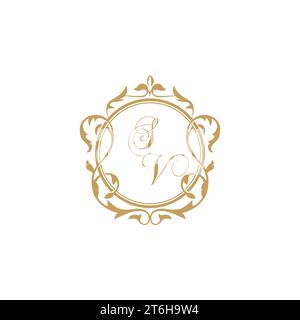 SV Wedding initial invitation with elegant ornament circle element vector graphic template Stock Vector