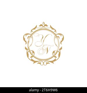 YN Wedding initial invitation with elegant ornament circle element vector graphic template Stock Vector
