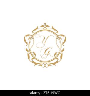 YG Wedding initial invitation with elegant ornament circle element vector graphic template Stock Vector