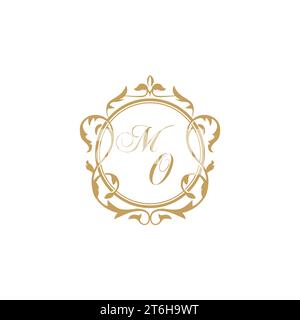 MO Wedding initial invitation with elegant ornament circle element vector graphic template Stock Vector