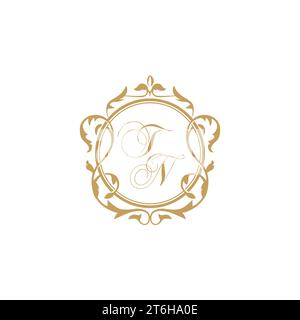 TN Wedding initial invitation with elegant ornament circle element vector graphic template Stock Vector