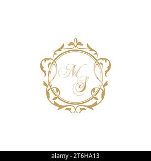 MS Wedding initial invitation with elegant ornament circle element vector graphic template Stock Vector