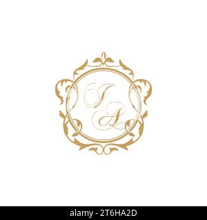 IA Wedding initials invitation with elegant ornament circle element vector graphic template Stock Vector