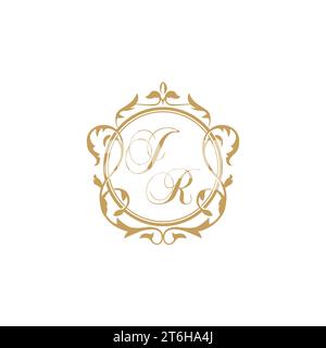 JR Wedding initials invitation with elegant ornament circle element vector graphic template Stock Vector