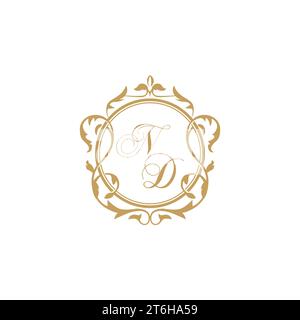 ND Wedding initial invitation with elegant ornament circle element vector graphic template Stock Vector