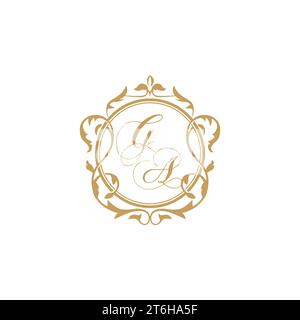 GA Wedding initials invitation with elegant ornament circle element vector graphic template Stock Vector