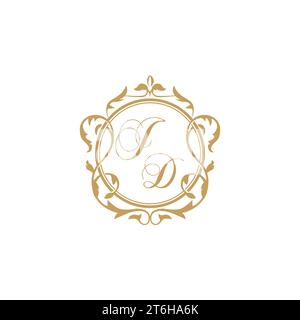 JD Wedding initials invitation with elegant ornament circle element vector graphic template Stock Vector