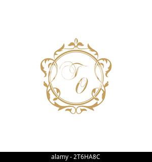 TO Wedding initial invitation with elegant ornament circle element vector graphic template Stock Vector