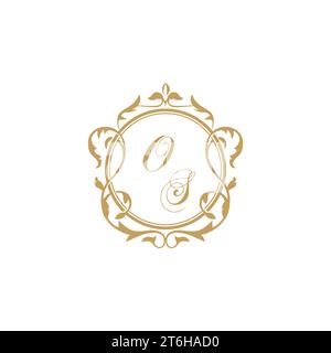 OS Wedding initial invitation with elegant ornament circle element vector graphic template Stock Vector