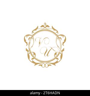 VU Wedding initial invitation with elegant ornament circle element vector graphic template Stock Vector