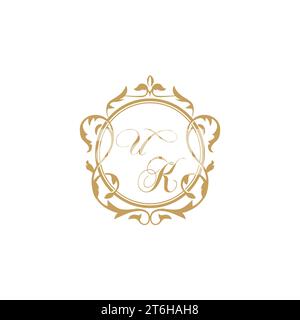 UK Wedding initial invitation with elegant ornament circle element vector graphic template Stock Vector