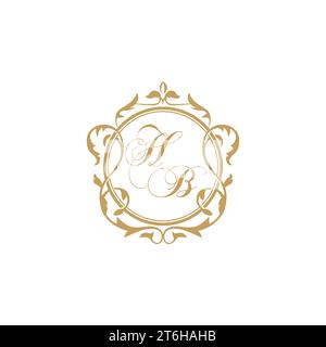 HB Wedding initials invitation with elegant ornament circle element vector graphic template Stock Vector