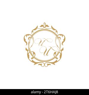 UU Wedding initial invitation with elegant ornament circle element vector graphic template Stock Vector