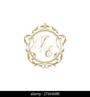 JE Wedding initials invitation with elegant ornament circle element vector graphic template Stock Vector