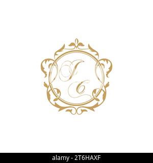 JC Wedding initials invitation with elegant ornament circle element vector graphic template Stock Vector