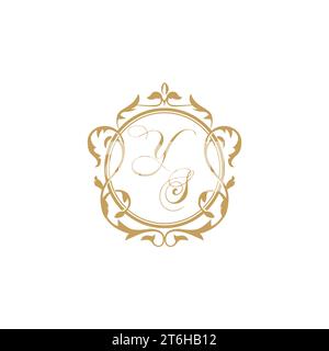 YS Wedding initial invitation with elegant ornament circle element vector graphic template Stock Vector